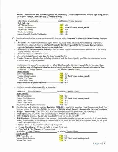 Board of Trustees Regular Meeting Minutes Page 4