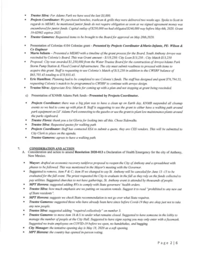 Board of Trustees Special Meeting Minutes Page 2