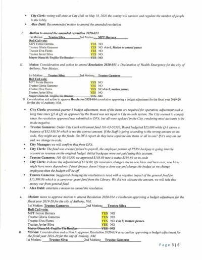 Board of Trustees Special Meeting Minutes Page 3