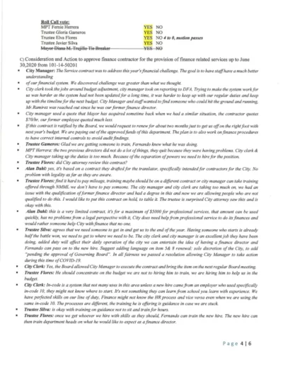Board of Trustees Special Meeting Minutes Page 4