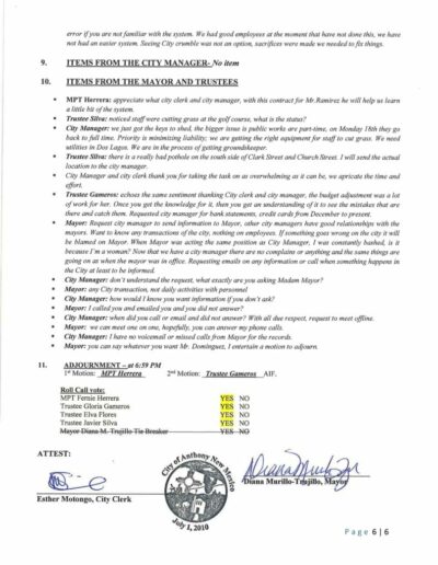 Board of Trustees Special Meeting Minutes Page 6