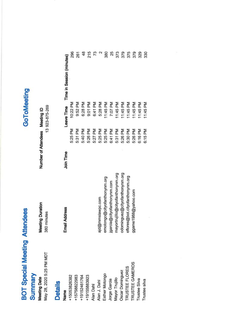 Board of Trustees Special Meeting Minutes Page 5