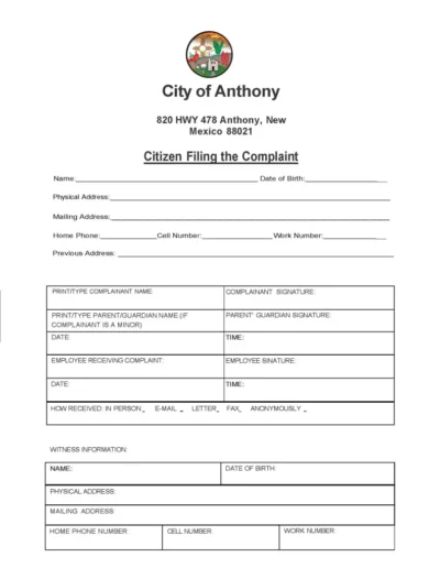 Citizen Complaint Form Page 1
