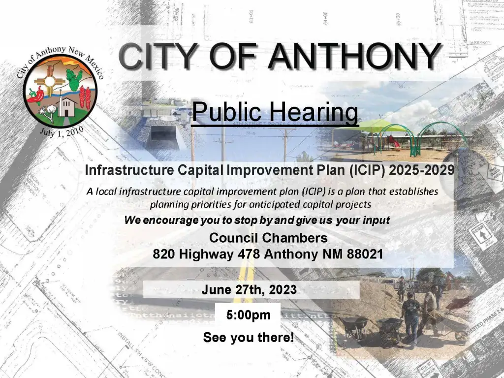 ICIP_Flyer_5_31_23 The City of Anthony, New Mexico Public Hearing