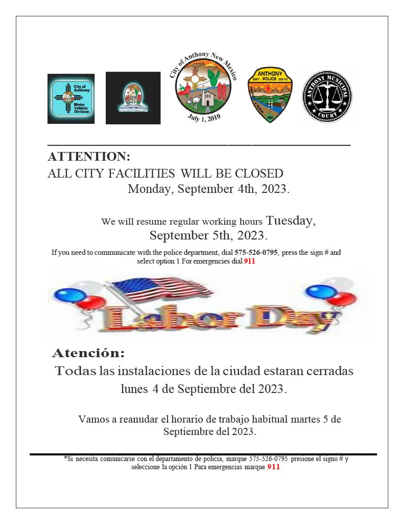 City Facilities Closure Notice
