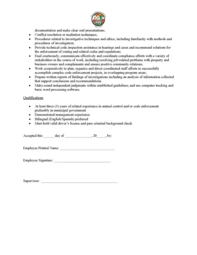 Neighborhood Services Supervisor Job Posting Page 3