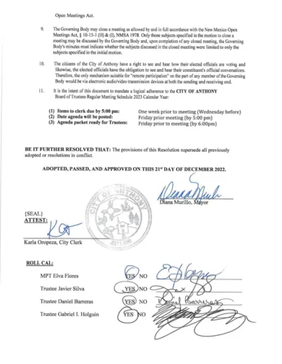 City of Anthony Open Meeting ACT Resolution 2023-01 Page 4