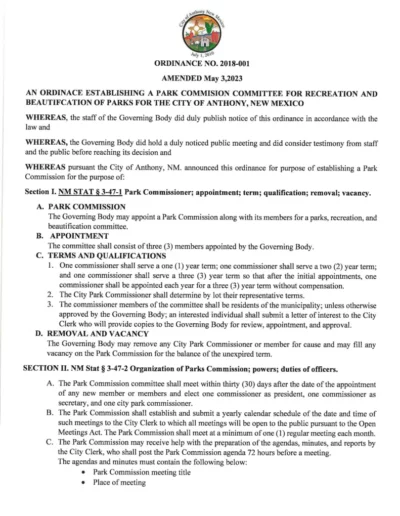 Ordinance N0. 2018-001 Page 1