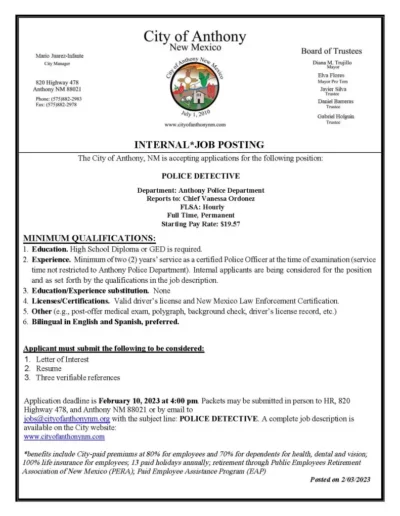 Police Detective Job Posting Page 1