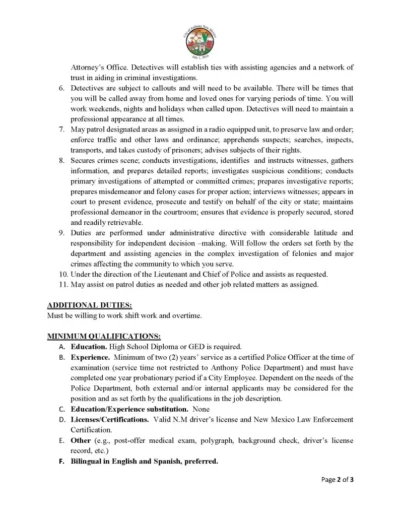 Police Detective Job Posting Page 3