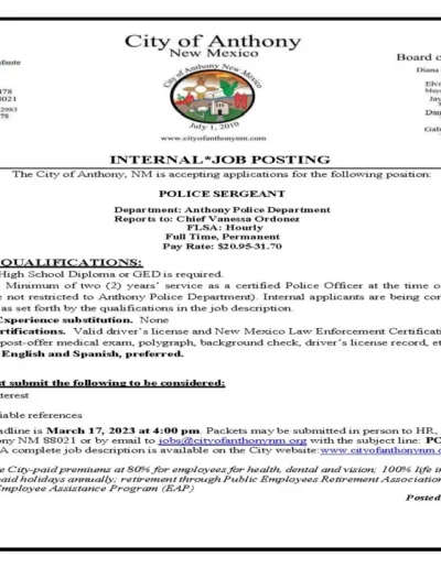 Police Sergeant Job Posting Page 1