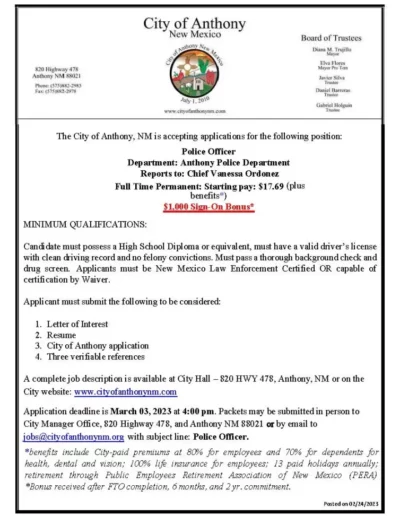 Police Officer Job Posting Page 1