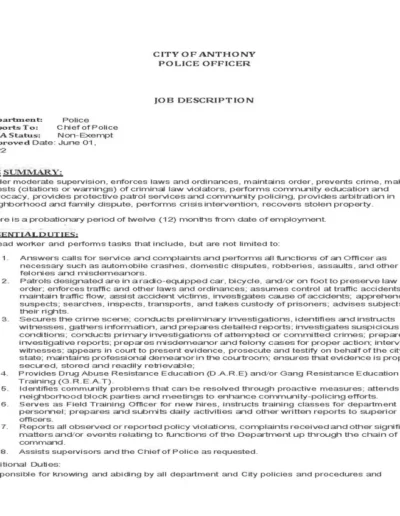 Police Officer Job Posting Page 2