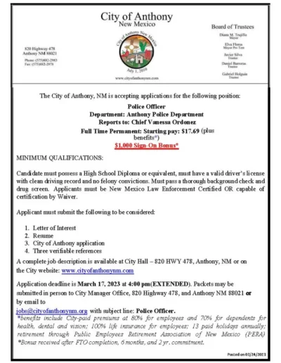 Permanent Police Officer Job Posting Page 1