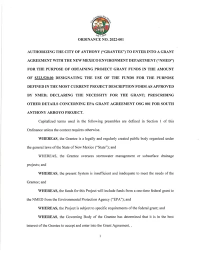 Ordinance N0. 2022-001 Page 1
