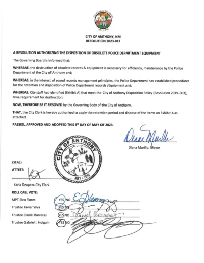 Resolution N0. 2023-012 Page 1