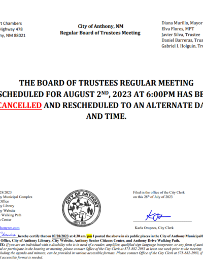 Cancelled and Rescheduled Notice