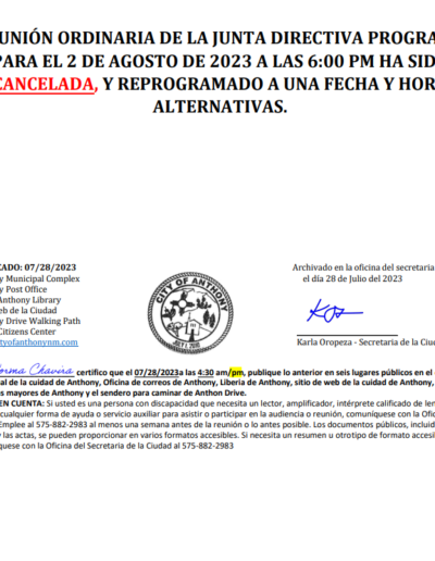 Cancelled and Rescheduled Spanish