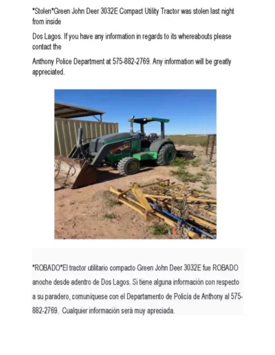 Stolen Tractor Flyer