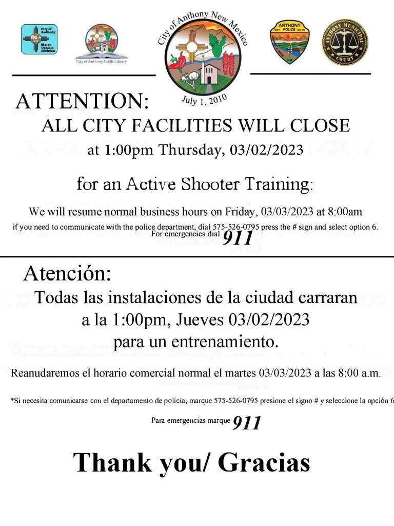 City Facilities Closed Notice