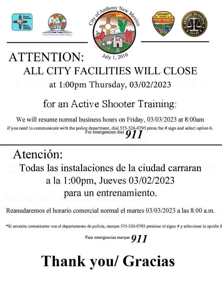 City Facilities Closed Notice